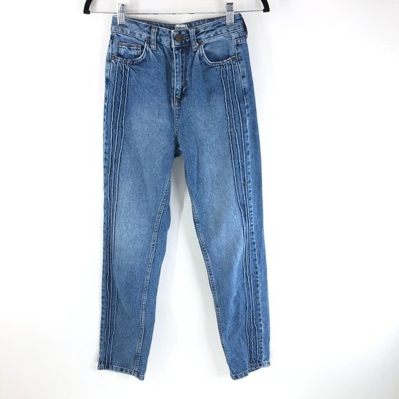 BDG Urban Outfitters Womens Mom Jeans High Rise Medium Wash Ribbed 24x32 - Picture 1 of 4